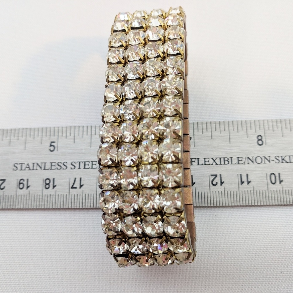 Vintage Rhinestone (4 Rows) Stretch Bracelet - Picture 6 of 6